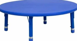 Educational Toys Plastic Round Table Blue with Adjustable Legs