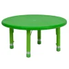 Educational Toys Plastic Round Table Green with Adjustable Legs