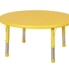 Educational Toys Plastic Round Table Yellow with Adjustable Legs