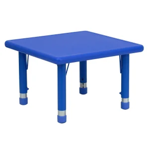 Educational Toys Plastic Square Table Blue with Adjustable Legs