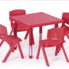 Educational Toys Plastic Square Table Red with Adjustable Legs