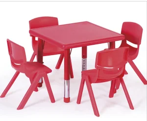 Educational Toys Plastic Square Table Red with Adjustable Legs